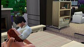 sexy redhead newlywed cheats hard in sims 4 romp