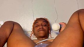 late night ebony stuffs panties in big wet pussy lips orgasm!