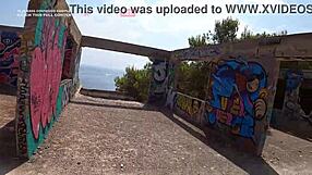 muscular german brunette bodybuilder teen bends over big ass for monster cock doggystyle cowgirl on ibiza beach with facial cumshot public walk