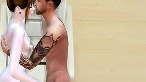 Intense Interracial College Couple Handjob During Cute Young Sims 4 Game