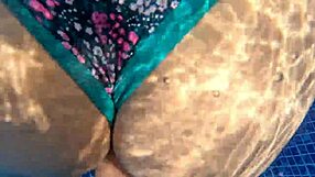 Stranger catches huge ass unknown masturbating poolside swaps plastic dildo for real huge cock doggystyle cum covered