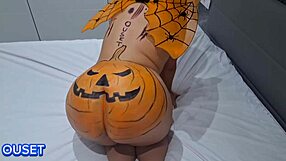 mi hermanastra's big oiled halloween ass kept me up gaping and spreading wide