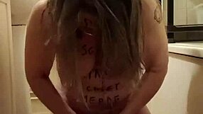 my solo slave uro session with tight belt play