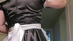 Kinky Maid Flashes Huge Ass and Pierced Nipples in Cage Buttplug Bath Tease