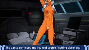 orange trainer's big boobs shake during wild ass dancing handjob?