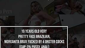 19yo Pretty Brazilian Morganita Brux Fucked by 4 Monster Cocks DAP Anal!
