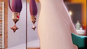 mona's long hair solo dildo masturbation pleasure in bathroom tub