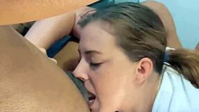 fat white slut deepthroats huge black cock gagging drool before bending for hardcore pounding