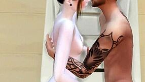 Intense Interracial College Couple Handjob During Cute Young Sims 4 Game