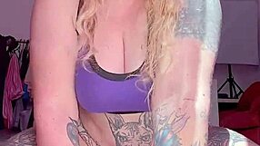 skinny babe rides massive dildo gaping her hairy beaver wide