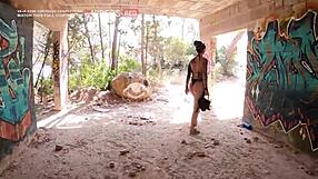 muscular german brunette bodybuilder teen bends over big ass for monster cock doggystyle cowgirl on ibiza beach with facial cumshot public walk