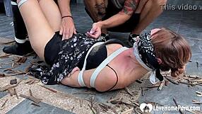 Naughty teacher in stockings and glasses binds me tight, teases my feet, and dominates until i'm begging hard