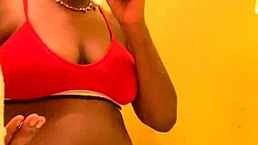 sexy ebony babe with bangs dances close-up shaking big ass before pissing pee stream