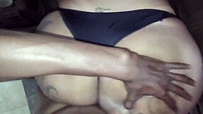 Raw bareback anal pounds chubby brunette's huge ass in motel room