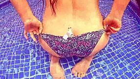 Stranger catches huge ass unknown masturbating poolside swaps plastic dildo for real huge cock doggystyle cum covered