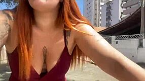 Exhibitionist cyclist flashes sweaty bare pussy riding panty-free on street