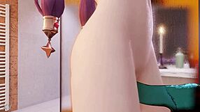 mona's long hair solo dildo masturbation pleasure in bathroom tub