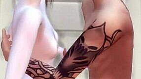 Intense Interracial College Couple Handjob During Cute Young Sims 4 Game