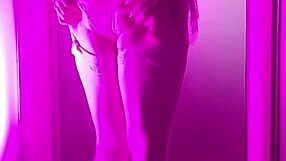 Kinky Maid Flashes Huge Ass and Pierced Nipples in Cage Buttplug Bath Tease