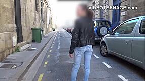 Skinny Brunette Teen's Thrilling First Porn Casting Emotions