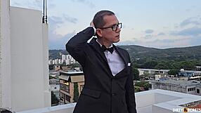 stepdad's fiancee bends over in wedding dress for my raw doggystyle pounding!