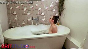 British Curvy Redhead Teen Slips Dildo in Bath Masturbating to Orgasm