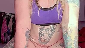 skinny babe rides massive dildo gaping her hairy beaver wide