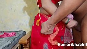 Indian village wife in red saree takes hardcore ass fuck dirty hindi talk