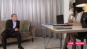 Slutty glasses milf secretary deepthroats boss for raise