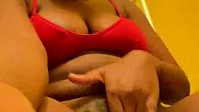 sexy ebony babe with bangs dances close-up shaking big ass before pissing pee stream