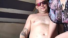 Stepsis gropes pussy stroking dick to huge cumshot