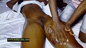 Horny babe gets wet pussy massaged then stuffed by monster cock