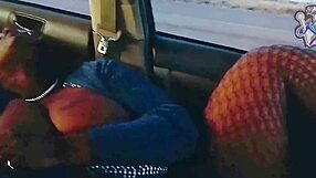 black milf yukisenpai fingers wet pussy roadside public car audio