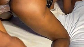 Morning bent over doggystyle with cute ebony neighbor's big black cock pussy ride