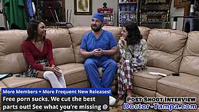 doctor tampa makes ebony cheerleader solana spread pussy during humiliating physical