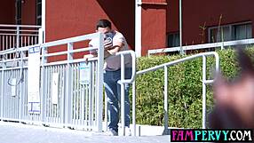 Petite teen stepsis blows monster cock for stepbro foot fetish!