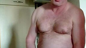 horny nylon boy masturbates small cock with morning coffee naked