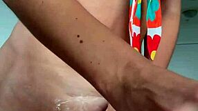 i strip outdoors shower wet then shave my smooth pussy bare