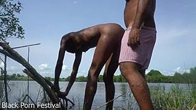 SKINNY AFRICAN VILLAGE GIRL WITH TINY WAIST GETS FUCKED HARD BY TOURIST IN RIVER!