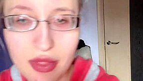 ASMR Pink Lipstick Banana Suck Lip Food Eyeglasses Fetish Tall Bimbo