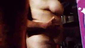 bound bbw wife with huge tits exposed in front of open window for creampie