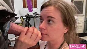 Cutie in Jeans Gives Drooling Deepthroat Dirty Talk Blowjob