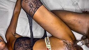 brazilian teen rides big black cock doggystyle missionary creampie on sofa