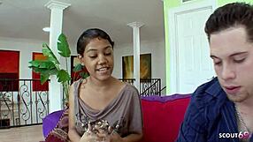 small desi girl with big natural tits seduces classmate for white dick fuck