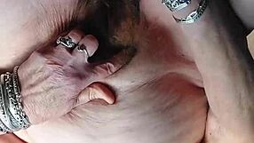 german granny oma shoves dildo and cucumber deep into her hairy wet beaver pussy