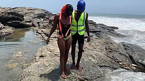 Big Black Cock Contractor Pounds Mercedes' Curvy Body from Beach to Bathroom