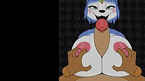 Krystal X Fox McCloud Takes Big Cock Titty Fuck Cumshot!