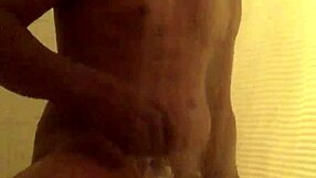 Solo woman trims her smooth body while bathing sensually in steamy shower