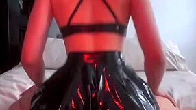 Latina babe twerks big round ass on muscular black monster cock closeup