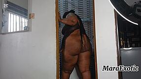 Sexy ebony Nigerian milf Mara Exotic washes laundry in lingerie